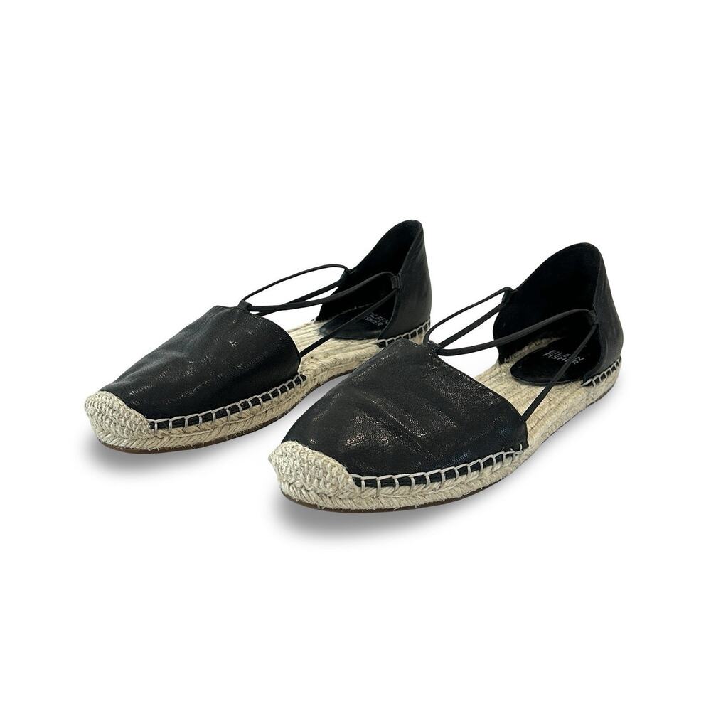 Eileen Fisher Lee Espadrille Flats Sandals Womens Size 9 Black Leather